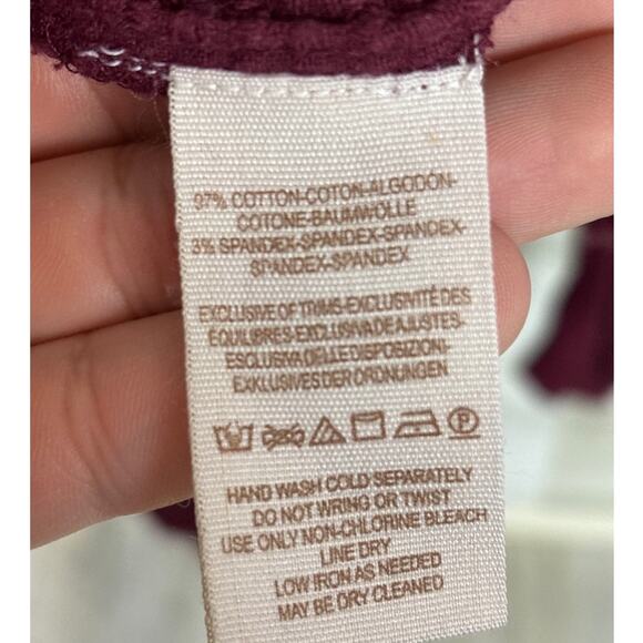 Free People Women’s XS Burgundy Boho Long Sleeve Open Back Button Crop Top - Picture 4 of 5